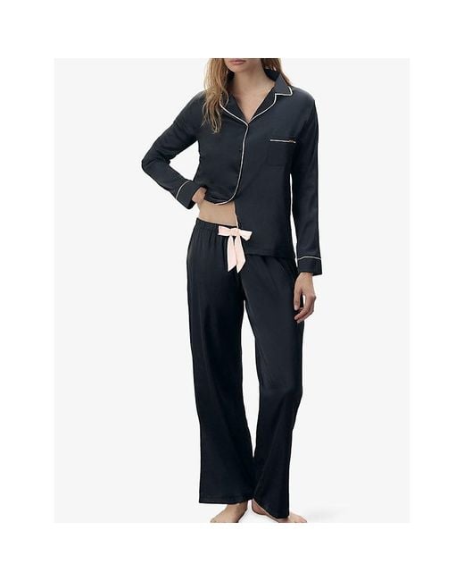 Bluebella Black Claudia Satin Pyjama Set