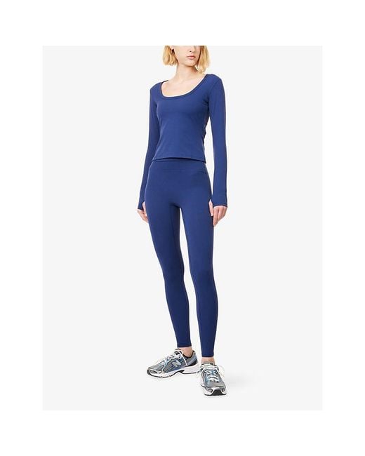 The Couture Club Blue Sculpt Scoop-Neck Stretch-Woven Top