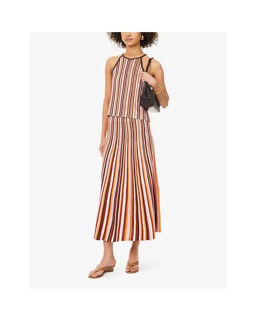 ME+EM Metallic Textured Stripe Knit Maxi Skirt