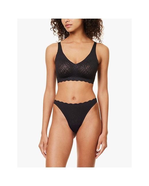 Sloggi Black Zero Feel Bliss Lace Thong