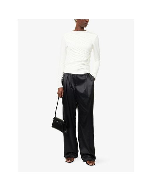 Anine Bing White Bray Ruched Stretch-Woven Top