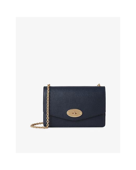 Mulberry Blue Darley Small Grained-Leather Clutch Bag