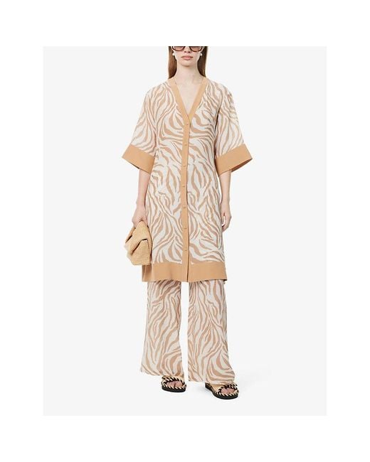 Max Mara White Ostenda Zebra-pattern Silk Mini Dress