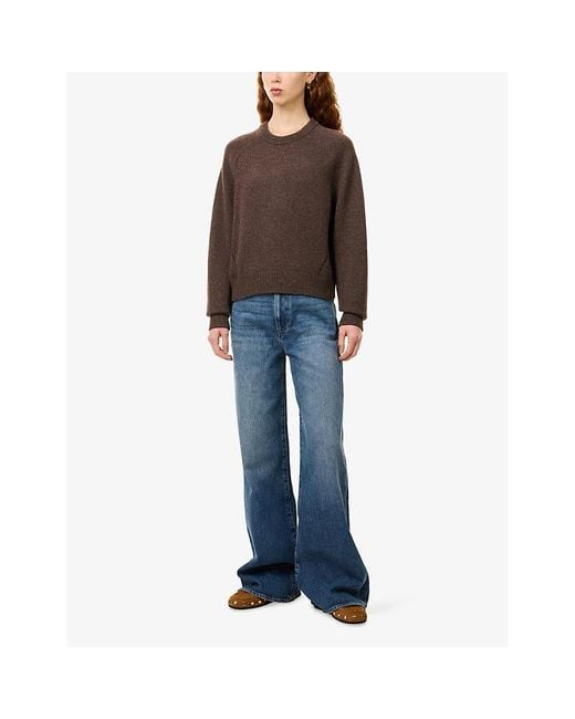 PAIGE Brown Zaire Ribbed-Trim Wool-Blend Jumper
