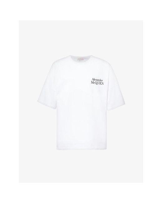 Alexander McQueen White Exploded Logo-print Cotton-jersey T-shirt X for men
