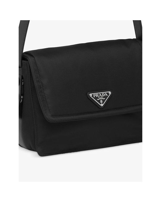 Prada Black Brand-plaque Small Recycled-nylon Shoulder Bag
