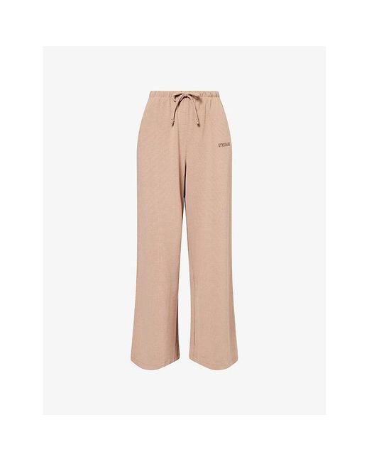 GYMSHARK Natural Waffle Wide-Leg Jersey Trousers