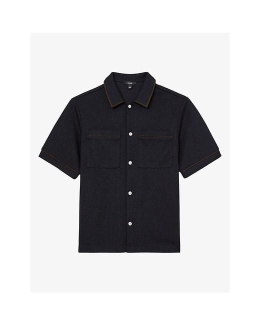 Reiss Black Weaver Short-Sleeved Woven Shirt for men