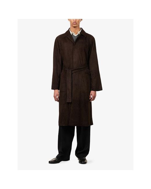 The Row Brown Thaddeus Belted Suede Coat for men