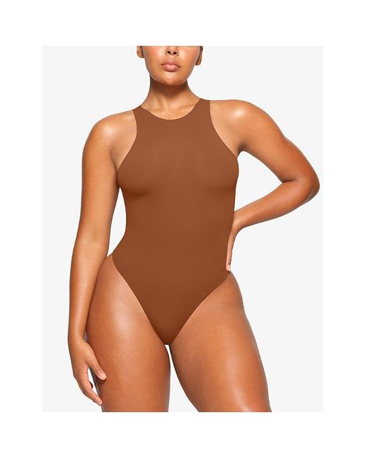 Skims Fits Everybody High-neck Stretch-woven Body Xxx in Brown