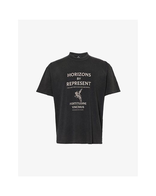 Represent Black Horizons Graphic-print Cotton-jersey T-shirt X for men