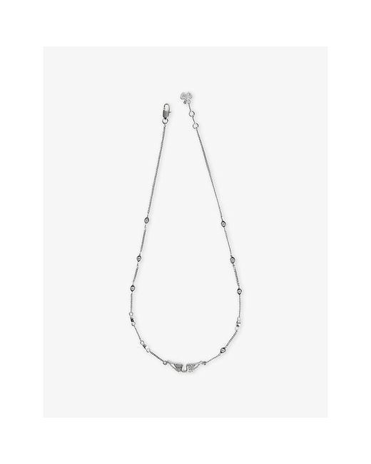 Zadig & Voltaire White Rock Wing-Pendant Brass Chain Necklace