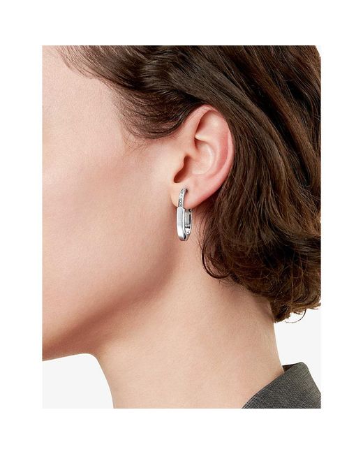 Tiffany & Co White Tiffany Lock Medium 18Ct- And 0.19Ct Diamond Hoop Earrings