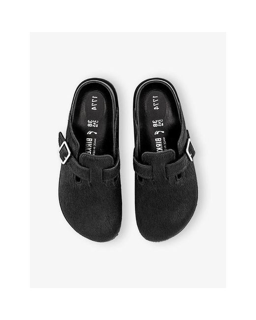 Birkenstock Black 1774 Boston Calf-Hair Clogs