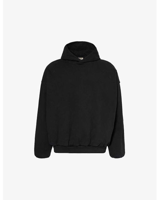Fear Of God Black Brand-patch Relaxed-fit Cotton-jersey Hoody for men