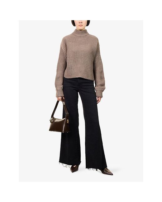 GOOD AMERICAN Blue Good Waist Palazzo Wide-Leg Stretch-Denim Blend Jeans