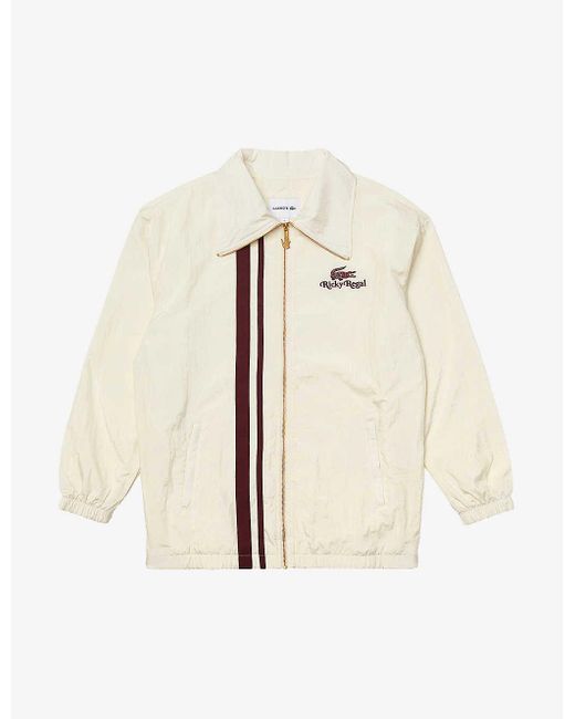 Lacoste Natural X Ricky Regal Striped-trim Woven Coach Jacket for men