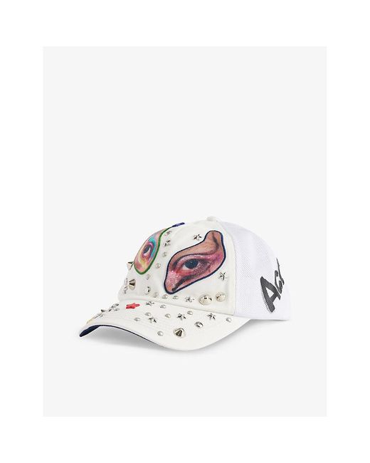 Acne White Brand-embroidered Cotton Baseball Cap