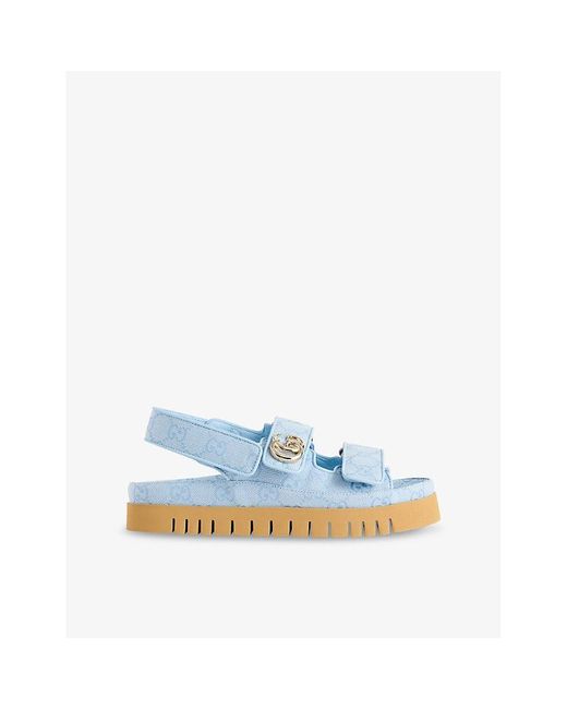 Gucci Blue Sandal With Double G, Size 35 It