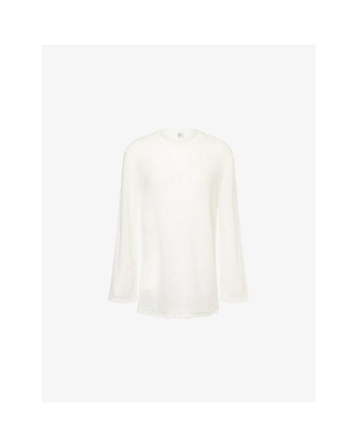 Totême  White Long Open-Weave Mohair And Wool-Blend Knitted Jumper