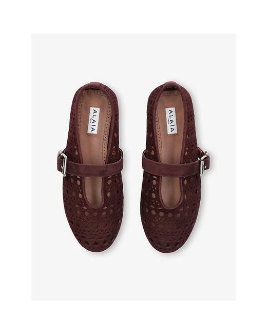 Alaïa Brown Vienne Suede Mary Jane Ballet Flats