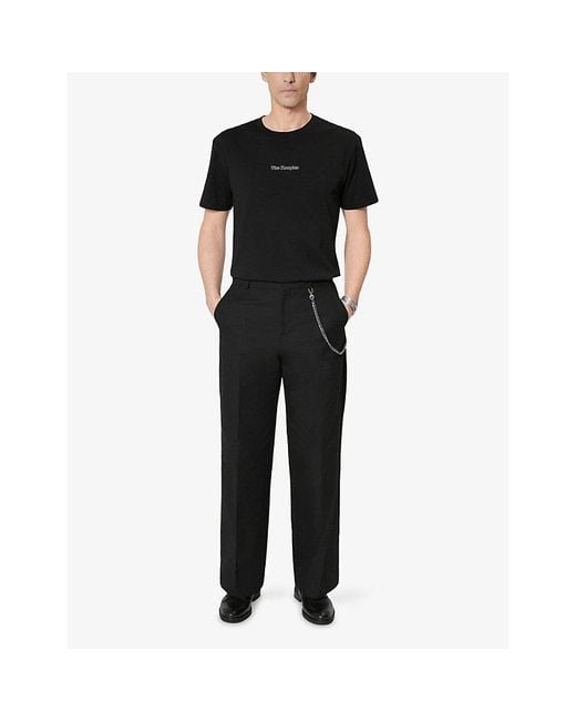 The Kooples Black Branded Short-Sleeved Cotton-Jersey T-Shirt for men