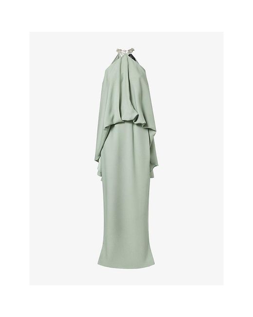 ‎Taller Marmo Green Cyclades Crystal Woven Maxi Dress