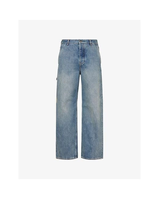Loewe Blue Suede Patch-Pocket Denim Jeans for men