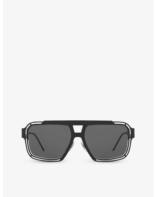 Dolce & Gabbana Gray Dg2270 Square-frame Metal Sunglasses