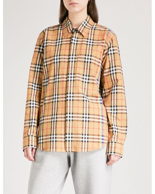 Burberry Rainbow-stripe Checked Cotton Shirt | Lyst