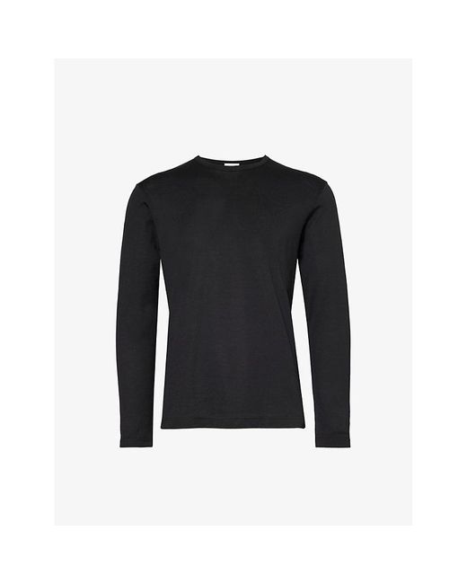 Sunspel Black Sun Crew-Neck Long-Sleeve Cotton-Jersey T-Shirt for men
