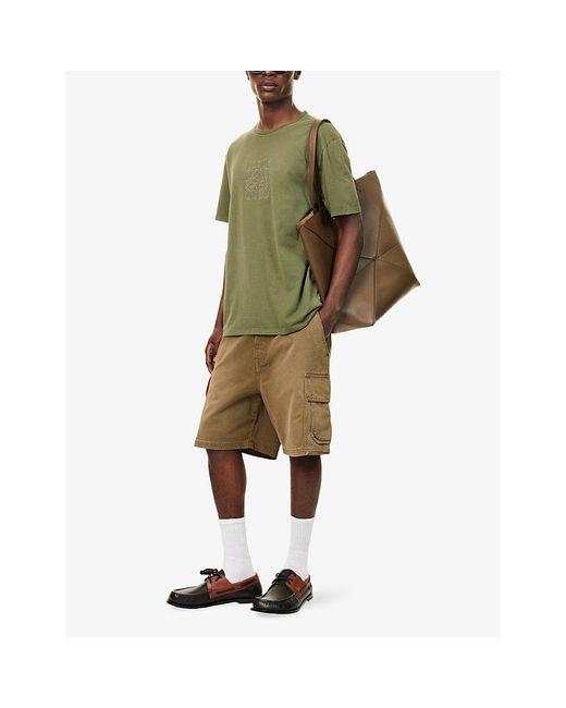 Loewe Green Cargo Regular-Fit Cotton Shorts for men