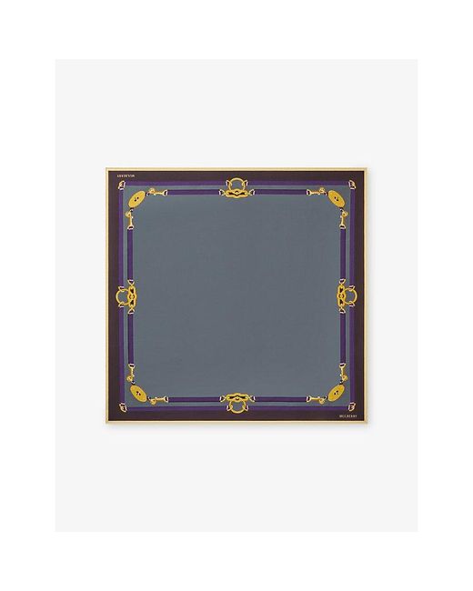 Mulberry Blue Belted Border Square Silk Scarf