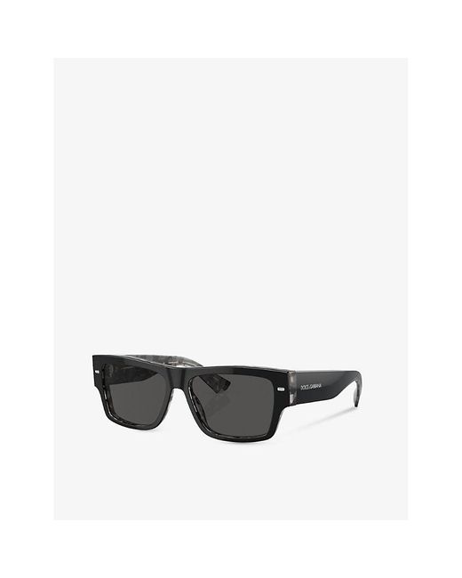 Dolce & Gabbana Gray Dg4451 Rectangle-frame Acetate Sunglasses