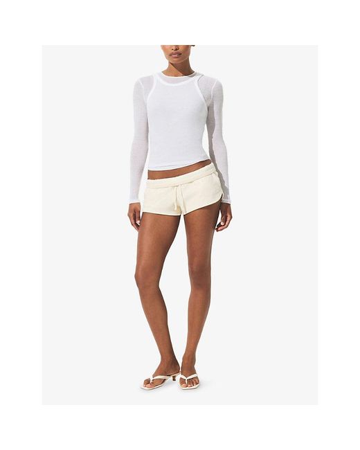 Skims White Sheer Rib Cotton-Blend Tank Top