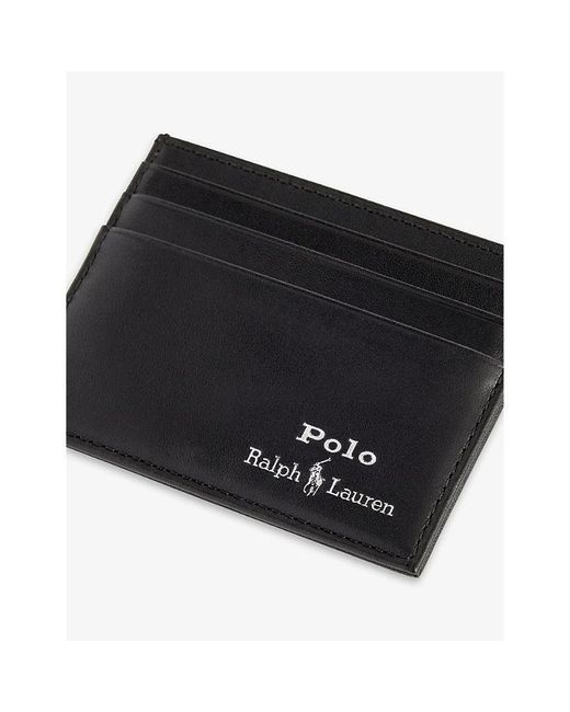 Polo Ralph Lauren Black Foil-logo Leather Card Holder for men
