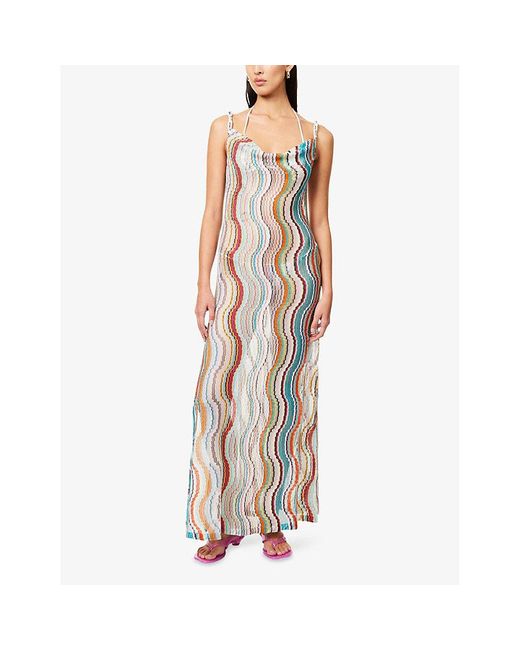 Missoni White Miss Wave Lurex Knitted Maxi Dress