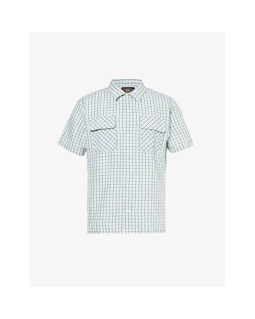 RRL Blue Checked Short-sleeved Cotton And Linen-blend Shirt for men