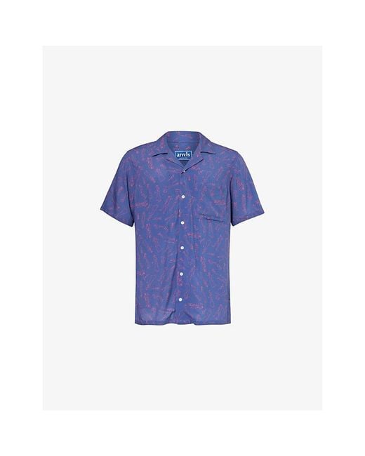 ARRELS Barcelona Blue Richard Short-sleeve Woven Shirt for men
