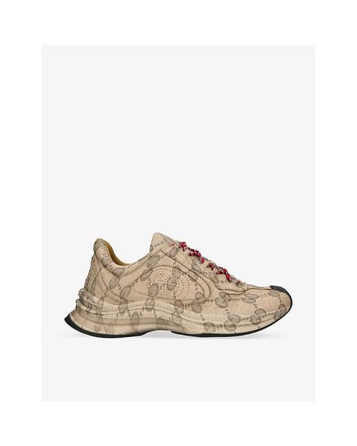 Gucci Tech Wave Logo-print Leather Trainers in Brown for Men | Lyst