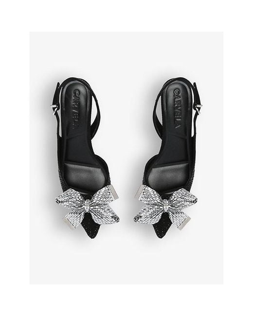 Carvela Kurt Geiger Black Regal Bow-embellished Heeled Court Shoes