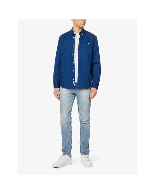 True Religion Blue Rocco Whiskering Skinny-Leg Relaxed-Fit Stretch-Denim Jeans for men