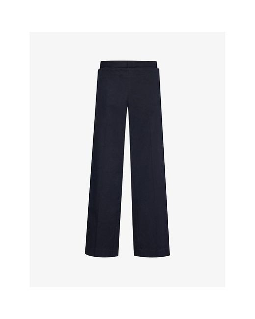 Bottega Veneta Blue Sailor Pressed-crease Wide-leg Mid-rise Cotton Trousers for men