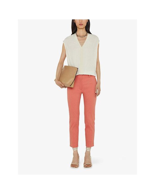Joseph Red Bing Court Slim-Leg Mid-Rise Stretch-Gabardine Trousers