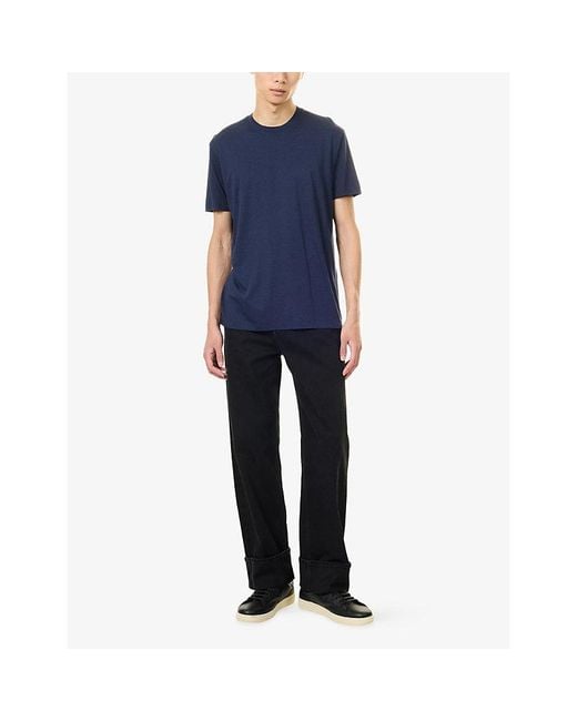 Tom Ford Blue Crew-Neck Lyocell And Cotton T-Shirt for men