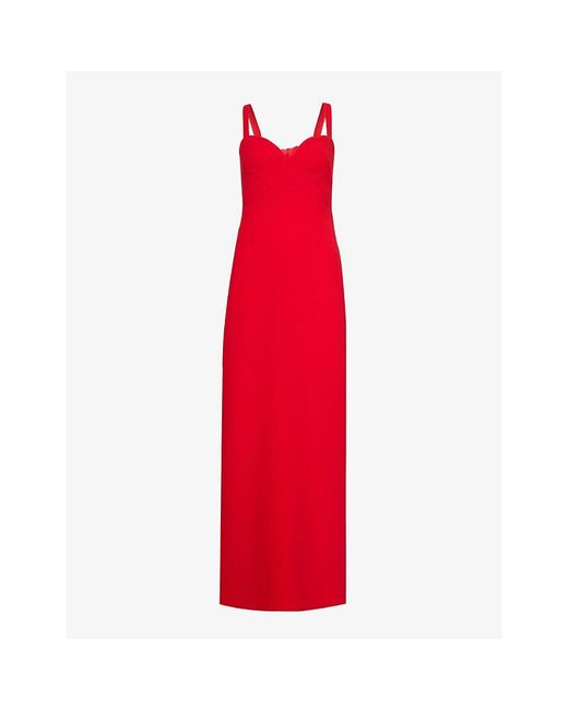 Zac Posen Red Sweetheart-neck Slim-fit Stretch-woven Gown