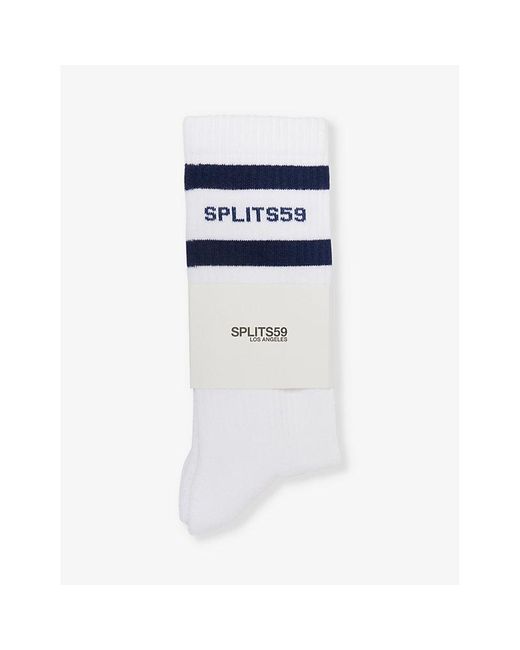 Splits59 Blue Logo-print Stretch-organic-cotton Blend Socks