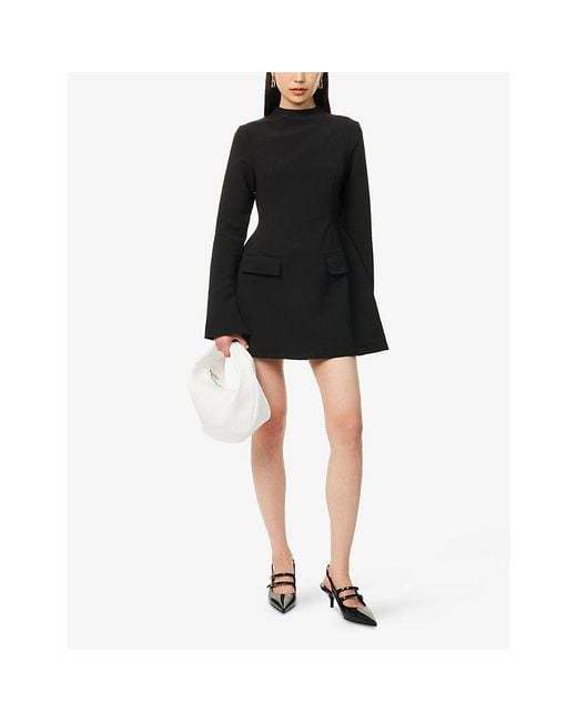long sleeve black dress fit and flare Klaudia Ruched Long Sleeve Midi Dress Fit and Flare