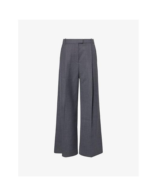 Camilla & Marc Blue Seidler Wide-Leg Wool-Blend Trousers