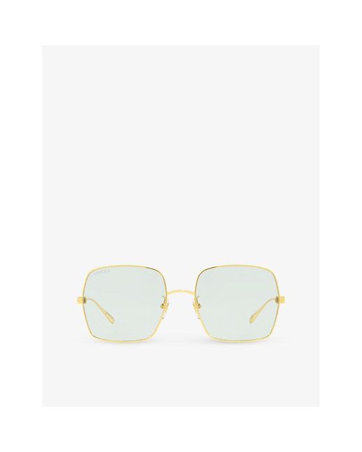 Gucci White Gc002133 gg1434s Square-frame Metal Sunglasses